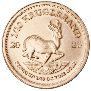 Krugerrand 1/10 ounce of gold 2026Common coin-listing style: 2026 1/10 oz Gold Krugerrand