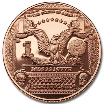 $1 banknote, 1 ounce of copper
