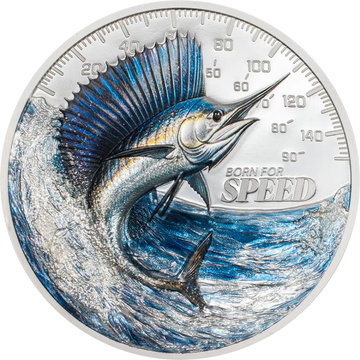 Silver Coin Born for Speed - Sailfish Coloured 1 oz Silver 2026 Proof Ultra High Relief