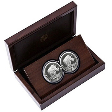 Big Five: Rhino Set 2 x 1 oz Silver 2025 Proof Doublecap