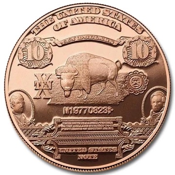 $10 banknote 1 ounce of copper