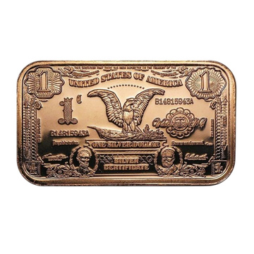 1 oz Copper Bar - $1 US Eagle Banknote