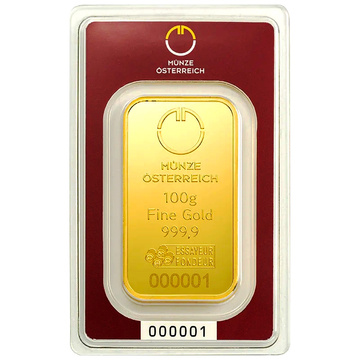Gold Bar 100g Gold Austrian Mint