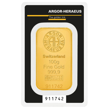 Gold Bar Argor-Heraeus 100 g Gold