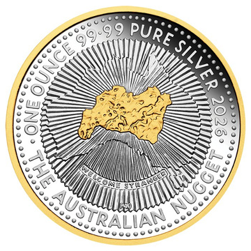Perth Mint: 40th Anniversary of the Australian Nugget Gilded 1 oz Silver 2026 Proof
