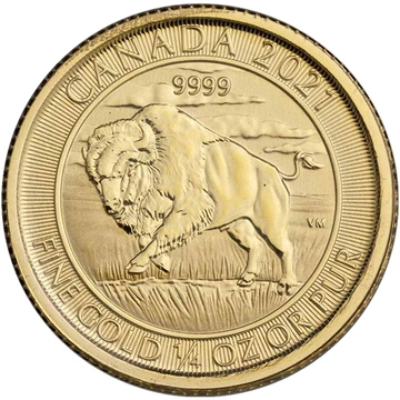 Gold Coin Royal Canadian Mint: Bison 1/4 oz Gold 2021