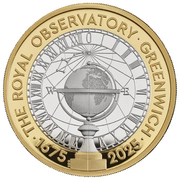 350 Years of the Royal Observatory, Greenwich £2 Gold-plated Silver 2025 Proof Piedfort