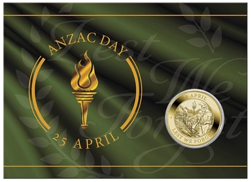 Anzac Day 13.5 grams of 2022 Aluminum Bronze (Coin in green card)