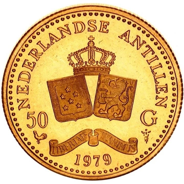 Gold Coin Netherlands Antilles: Juliana 50 Gulden 1979 Prooflike