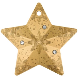 Cook Islands: Holiday Ornament - Starry Sky 1 oz Silver 2024 Gilded Silk Coin