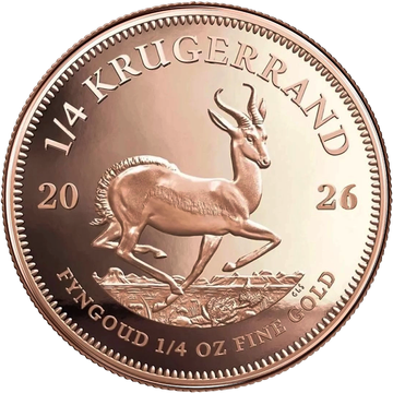 Krugerrand 1/4 ounce of gold 2026
Alternate (common product style): 2026 1/4 oz Gold Krugerrand