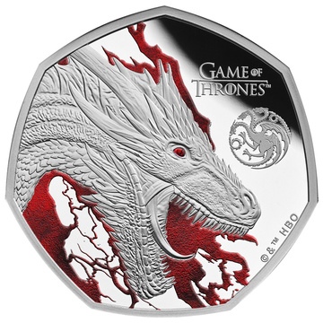 Silver Coin Game of Thrones - Fire 50p Coloured Silver 2026 Proof