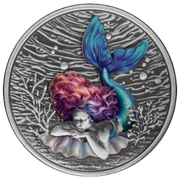 Silver Coin Mermaid Under the Sea Colorized 1 oz Silver 2026 Antiqued Coin
