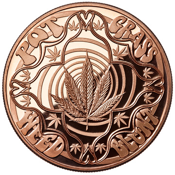 Cannabis Hippie Design 1 ounce of copper