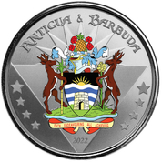 Antigua & Barbuda: Coat of Arms coloured 1 oz Silver 2022 Proof