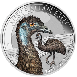 Australian Emu coloured 1 oz Silver 2023
