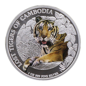 Cambodia: The Lost Tiger of Cambodia coloured 1 oz Silver 2023 