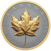 Canadian Maple Leaf 1 oz Silver 2023 Gilded Proof Ultra High Relief