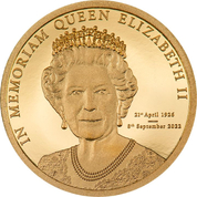 Cook Islands: In Memoriam Queen Elizabeth II 0,5 gram Gold 2022 Proof
