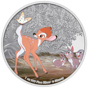 Niue: Disney Bambi 80th Anniversary - Bambi and Butterfly coloured 1 oz Silver 2022 Proof