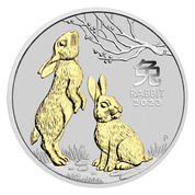 Perth Mint: Lunar III - Year of the Rabbit 1 oz Silver 2023 Gilded Coin (without case)