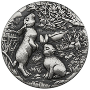 Perth Mint: Lunar III - Year of the Rabbit 2 oz Silver 2023 Antiqued Coin 