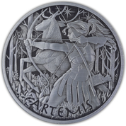Tuvalu: Gods of Olympus - Artemis 1 oz Silver 2023 Antiqued Coin