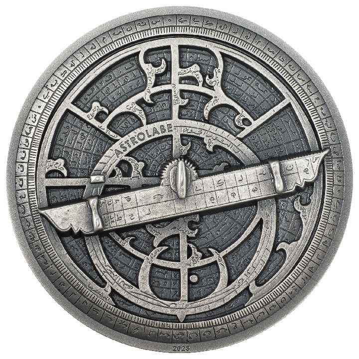  Cook Islands: Historic Instruments – Astrolabe 2 oz Silver 2023 Ultra High Relief Antiqued Coin