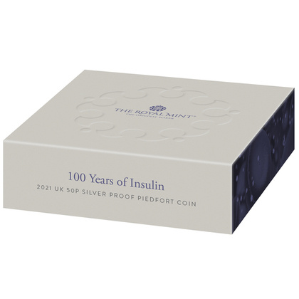 100 Years of Insulin Silver 2021 Proof Piedfort coin 