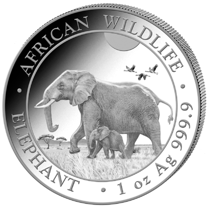 African Wildlife: Somalia Elephant 1 oz Silver 2022
