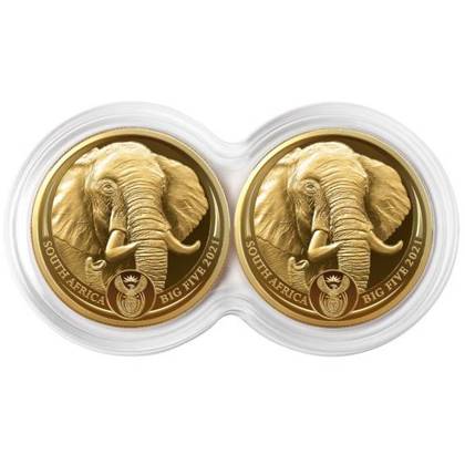 Big Five II: Elephant - Double Capsule - Set 2 x 1/4 oz Gold 2021 Proof