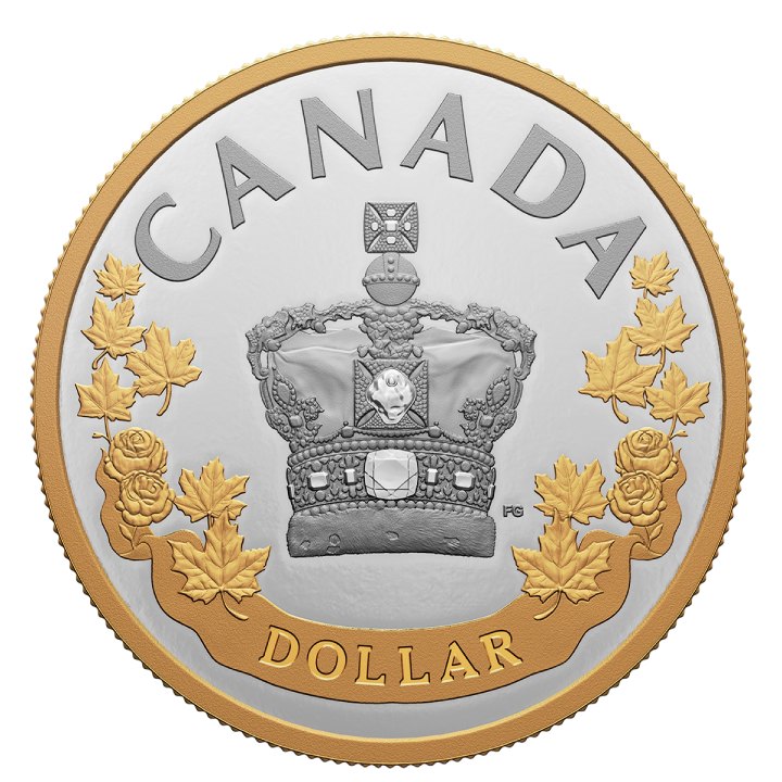 Canada: The Imperial State Crown $1 Silver 2022 Gilded Proof Coin 