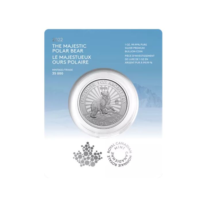 Canada: The Majestic Polar Bear 1 oz Silver 2022 Coin (in the card)