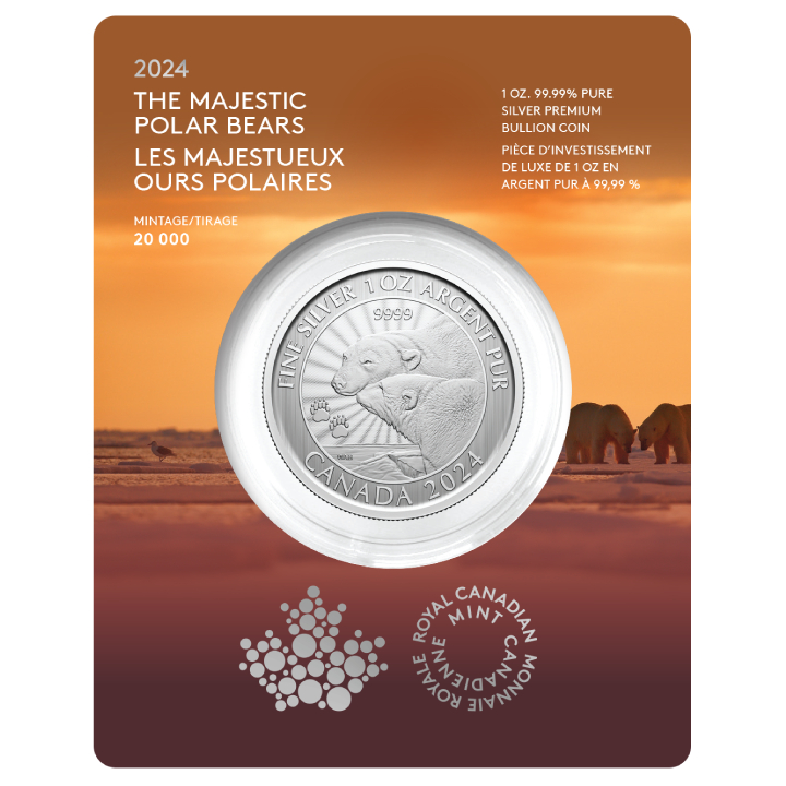 Canada: The Majestic Polar Bear 1 oz Silver 2024 Coin (in the card)