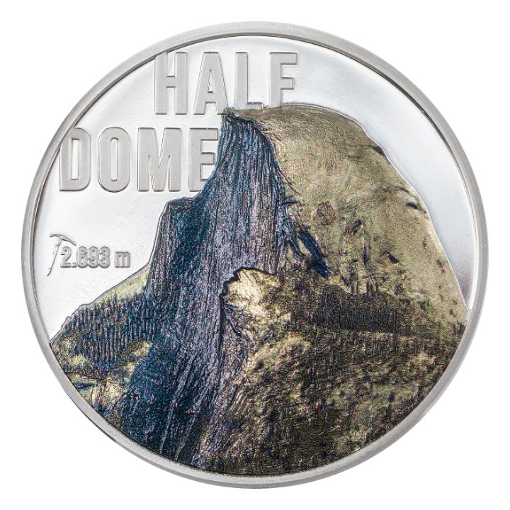 Cook Islands: Mountains – Half Dome coloured 2 oz Silver 2023 Proof Ultra High Relief Coin