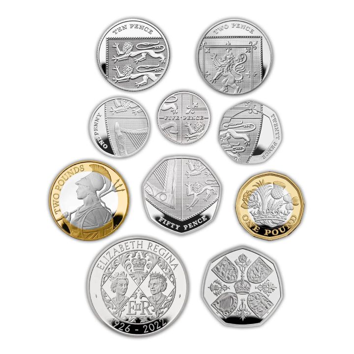 Her Majesty Queen Elizabeth Ten-Coin Silver Set 2022 Proof 