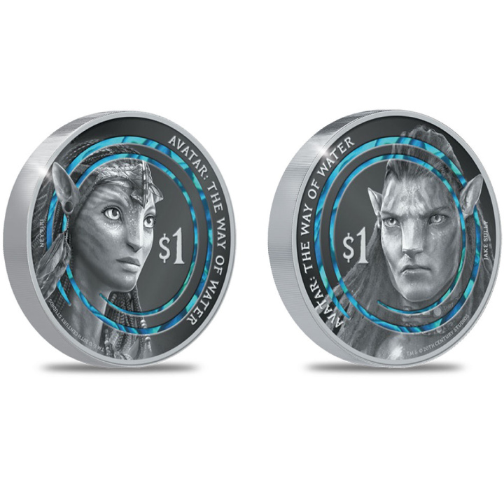 New Zealand: Avatar - The Way of Water 'Neytiri and Jake' Set of Two coloured Silver 2023 Proof Coins 