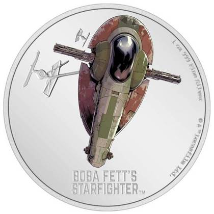Niue: STAR WARS - Boba Fett's Starfighter coloured 1 oz Silver 2022 Proof