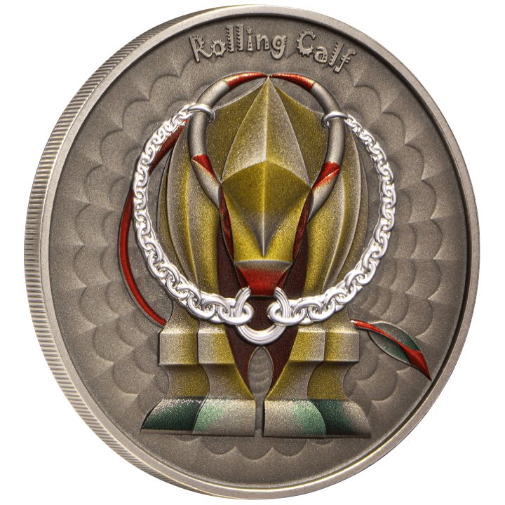 Niue: World of Cryptids - Rolling Calf $2 coloured Silver 2023 High Relief Antiqued Coin