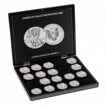 Presentation cases for 20 American Eagle Silver coins in capsules Leuchtturm