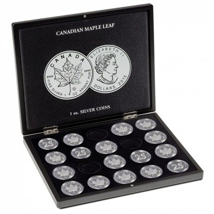 Presentation cases for 20 Maple Leaf Silver coins in capsules Leuchtturm