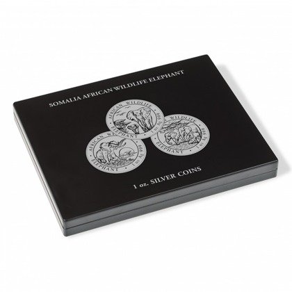 Presentation cases for 20 Somalia Elephant Silver coins in capsules Leuchtturm