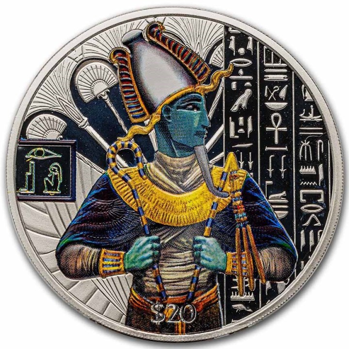 Sierra Leone: Egyptian Gods - Osiris coloured 2 oz Silver 2023 Proof Coin
