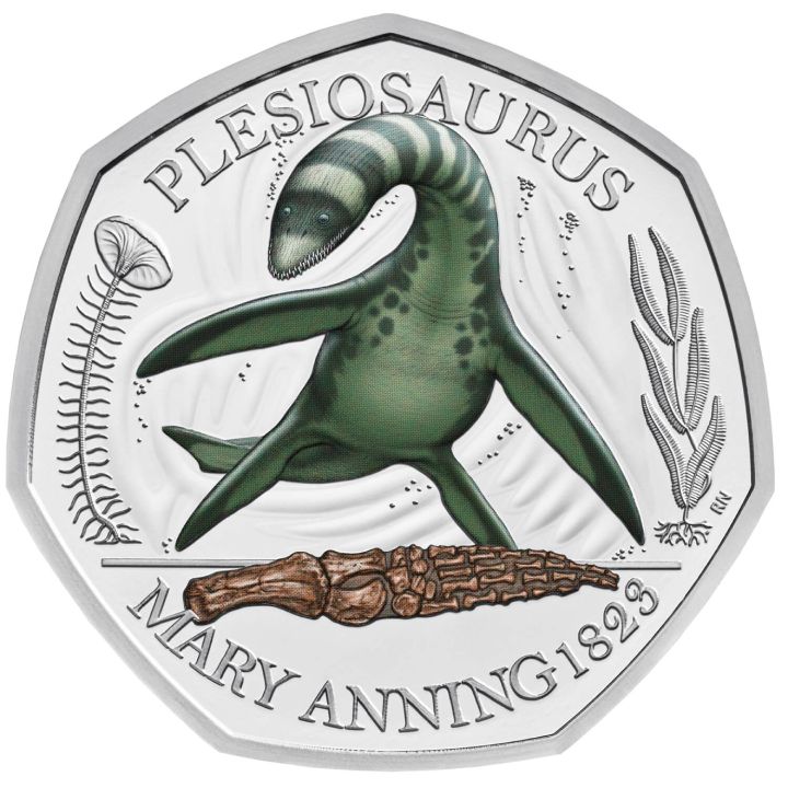 Tales of the Earth: Plesiosaurus coloured 50p Silver 2021 Proof 