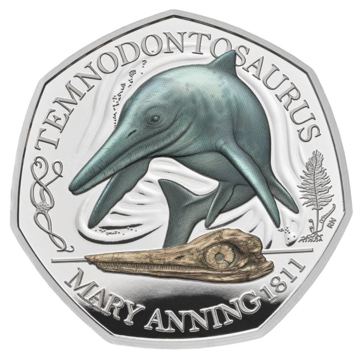 Tales of the Earth: Temnodontosaurus colured 50p Silver 2021 Proof 