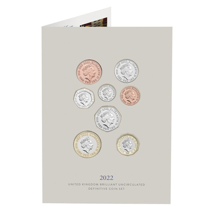 The 2022 United Kingdom Brilliant Uncirculated Definitive Coin Set of 8 Coins 
