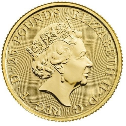 The Queen’s Beasts 2020: The White Lion of Mortimer 1/4 oz Gold