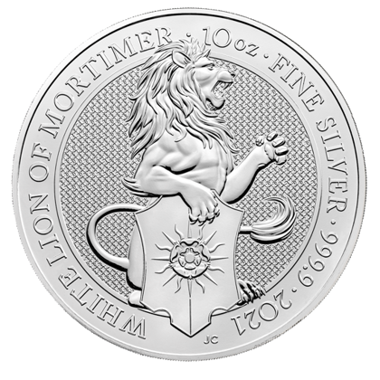 The Queen’s Beasts 2021: The White Lion of Mortimer 10 oz Silver