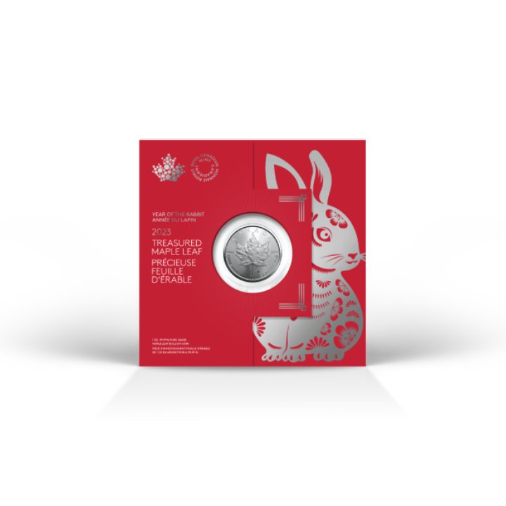 Treasured Canadian Maple Leaf - Year of the Rabbit 1 oz Silver 2023