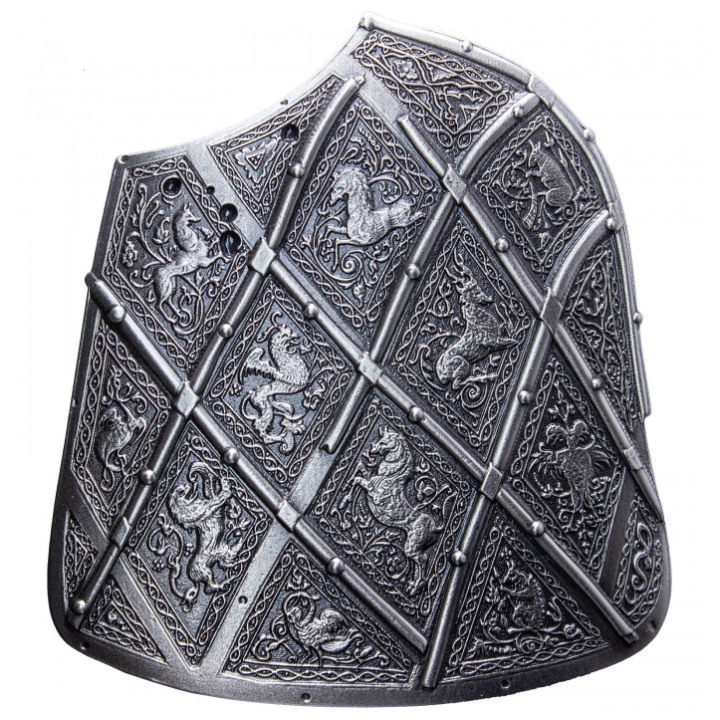 Trellised Targe Shield 2 oz Silver 2023 Stackable High Relief Antiqued 